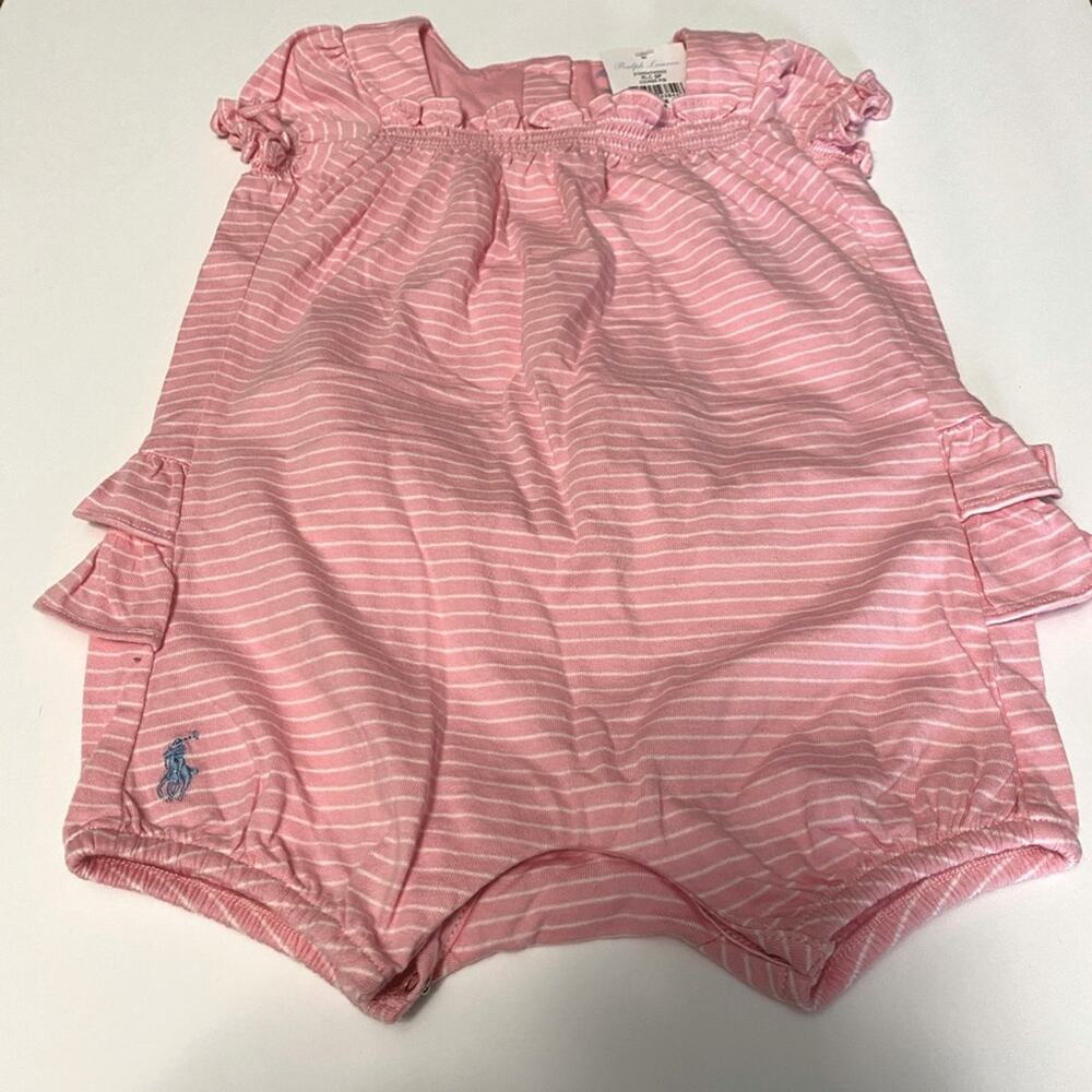 NWT Ralph Lauren six months pink and white striped bubble